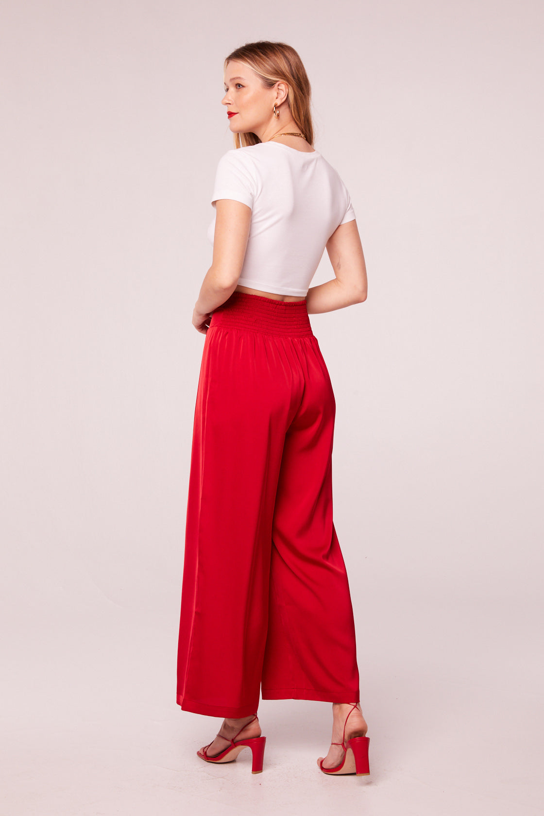 Buy Red Wide Leg Pants With High Front Slit, Red High Waist Palazzo Pants  for Women, Special Event Women's High Rise Pants Online in India - Etsy
